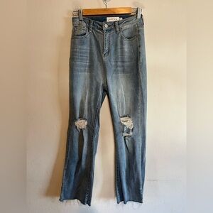 Petal And Pup Jeans Women's Straight Leg Distressed High Rise Raw Hem Grunge 6